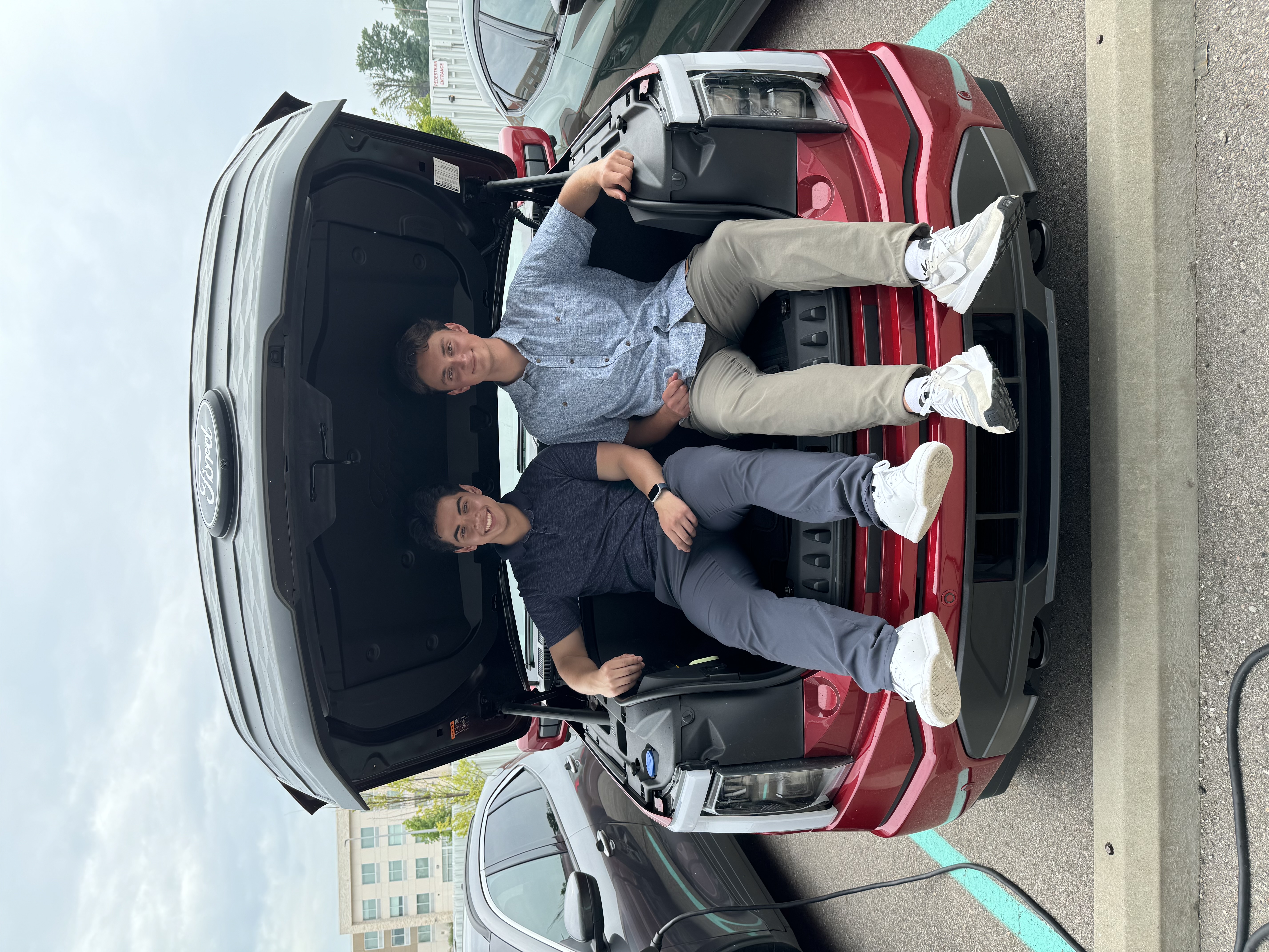 Sitting in the furnk of a Ford Lightning